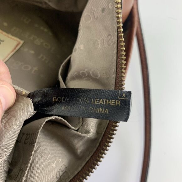 Margot Brown Leather Crossbody Top Handle Shoulder Purse Bag Turn Lock Pocket - Picture 10 of 14